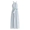 Paisie Women's Blue / White Striped Halterneck Cotton Jumpsuit In Light Blue & White In Blue/white