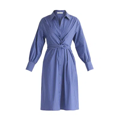 Paisie Women's Blue / White Striped Shirt Dress With Waist Tie In Blue & White In Blue/white