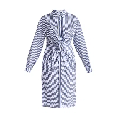 Paisie Women's Blue / White Twist Detail Shirt Dress In Dark Blue & White In Blue/white