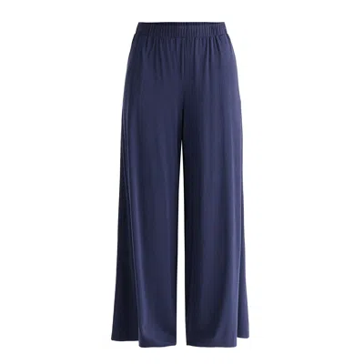 Paisie Women's Blue Wide Leg Lyocell Jersey Trousers In Navy