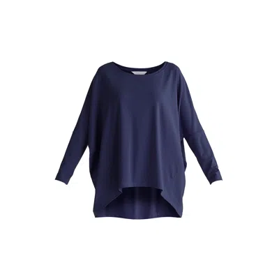 Paisie Women's Blue Wide Neck Oversized Lyocell Jersey Top In Navy
