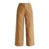 Paisie Women's Brown Chino Trousers With Contrast Stitching In Khaki In Gold