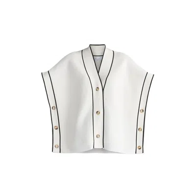 Paisie Women's Button Details Kimono Ribbed Cardigan In White