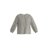 Paisie Women's Buttoned Mid Sleeve Top In Zigzag Pattern In White And Black