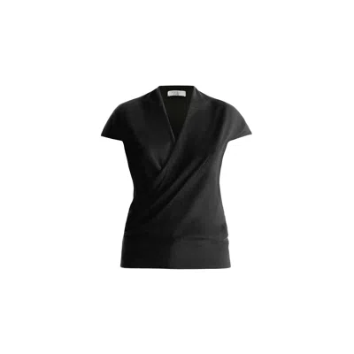 Paisie Women's Cap Sleeve Wrap Top In Black