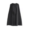 Paisie Women's Cape Sleeves Dress With Waist Details In Black In Black