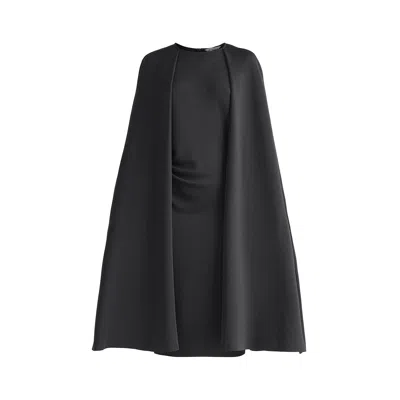 Paisie Women's Cape Sleeves Dress With Waist Details In Black