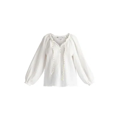 Paisie Women's Cheesecloth Peasant Blouse In White