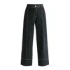 Paisie Women's Chino Trousers With Contrast Stitching In Black In Blue