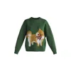 Paisie Women's Christmas Jumper With Dog & Mistletoes In Green In Green