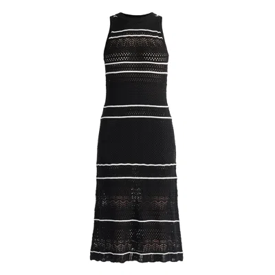 Paisie Women's Contrast Detail Pointelle Knitted Dress In Black