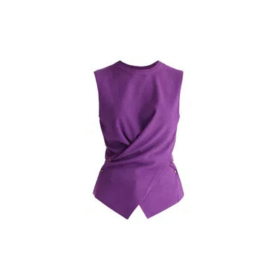 Paisie Women's Crew Neck Wrap Front Knit Top In Purple