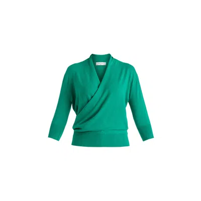 Paisie Women's Cropped Sleeve Knit Wrap Top In Leaf Green