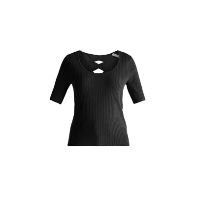 Paisie Women's Cut Out Back Knitted Top In Black