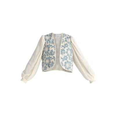 Paisie Women's Cutwork Embroidery Cheesecloth Jacket In Light Blue