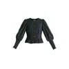 Paisie Women's Denim Effect Jacket In Embossed Print In Dark Denim Blue In Blue