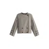Paisie Women's Double Breasted Check Jacket With Matching Scarf In Brown, White & Black In Brown