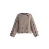 Paisie Women's Double Breasted Check Jacket With Matching Scarf In Red, White & Black In Red