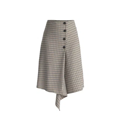 Paisie Women's Draped Check Skirt In Brown, White & Black