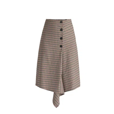 Paisie Women's Draped Check Skirt In Red White & Black