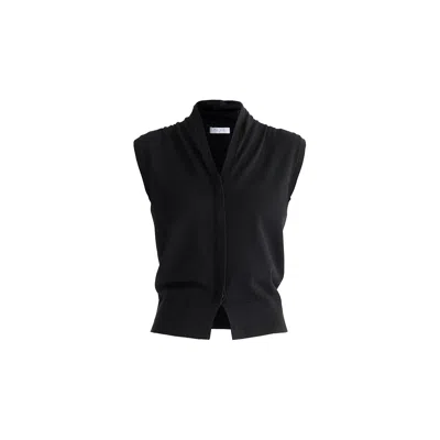 Paisie Women's Draped Collar Knit Waistcoat In Black