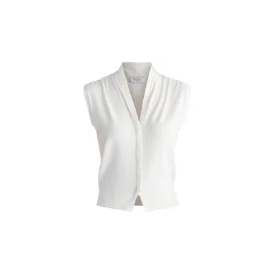 Paisie Women's Draped Collar Knit Waistcoat In White