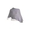 Paisie Women's Draped Knit Top In White And Navy In Blue/white