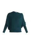 Paisie Women's Draped Knitted Jumper In Dark Green In Green