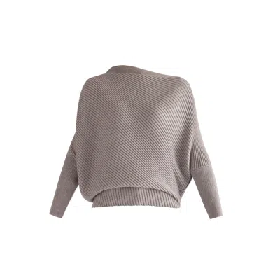 Paisie Women's Draped Knitted Jumper In Grey In Gray