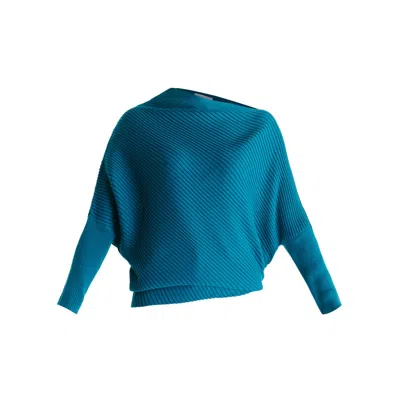 Paisie Women's Draped Knitted Jumper In Ocean Blue In Brown