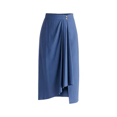 Paisie Women's Draped Wrap Midi Skirt In Blue