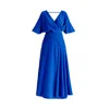 Paisie Women's Flare Sleeves Maxi Wrap Dress In Royal Blue In Blue