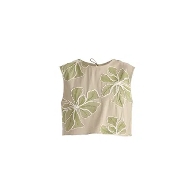 Paisie Women's Floral Embroidered Cropped Top In Green In Neutral