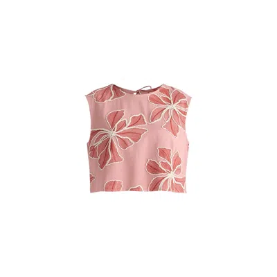 Paisie Women's Floral Embroidered Cropped Top In Pink