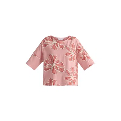 Paisie Women's Floral Embroidered Relax Fit Top In Pink
