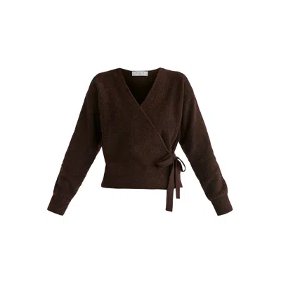 Paisie Women's Fuzzy Knit Wrap Jumper In Dark Purple