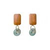 Paisie Women's Geometric Pine Wood Earrings In Brown & Blue In Blue