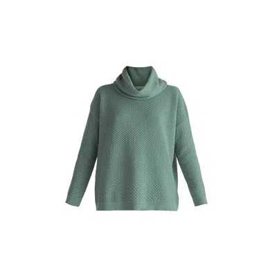 Paisie Women's Green / Blue Cowl Neck Jumper In Teal In Green/blue
