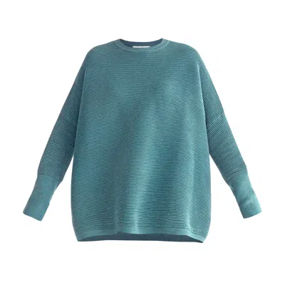 Paisie Women's Green / Blue  Ribbed Jumper In Teal In Multi