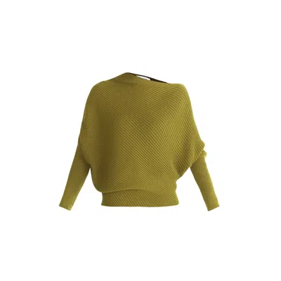 Paisie Women's Green Draped Knitted Jumper In Olive