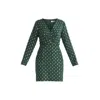 Paisie Women's Green / Gold Gold Foil Print Mini Wrap Dress With Slit In Dark Green & Gold In Green/gold