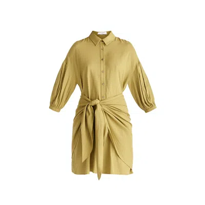 Paisie Women's Green Linen Blend Shirt Dress In Olive