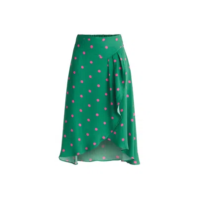 Paisie Women's Green / Pink / Purple Asymmetric Polka Dot Skirt In Green And Pink In Green/pink/purple