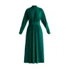 Paisie Women's High Neck Jersey Midaxi Dress In Green In Green