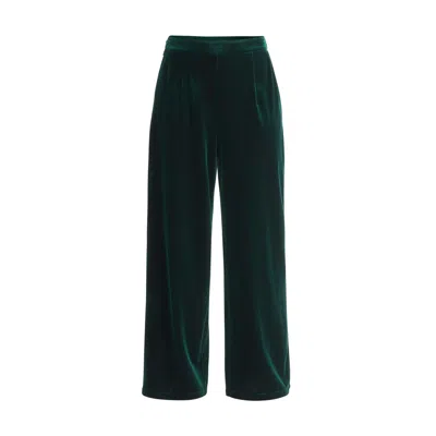 Paisie Women's High Waist Velvet Trousers In Dark Green