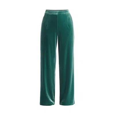 Paisie Women's High Waist Velvet Trousers In Green