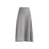 Paisie Women's Knitted A-line Midi Skirt With Ribbed Details In Grey In Grey