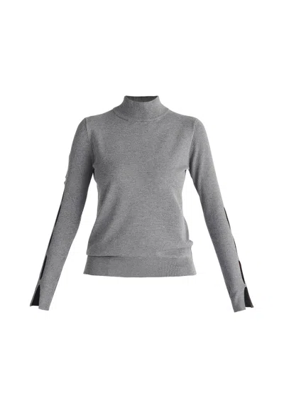 Paisie Women's Knitted Cut Out Sleeve Top In Grey