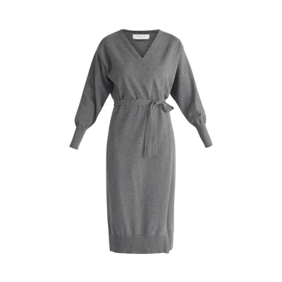 Paisie Women's Knitted Wrap Dress In Dark Grey