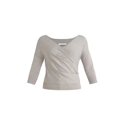 Paisie Women's Knitted Wrap Top In Light Grey